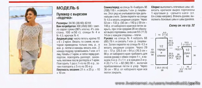 Вырез лодочкой спицами описание схема